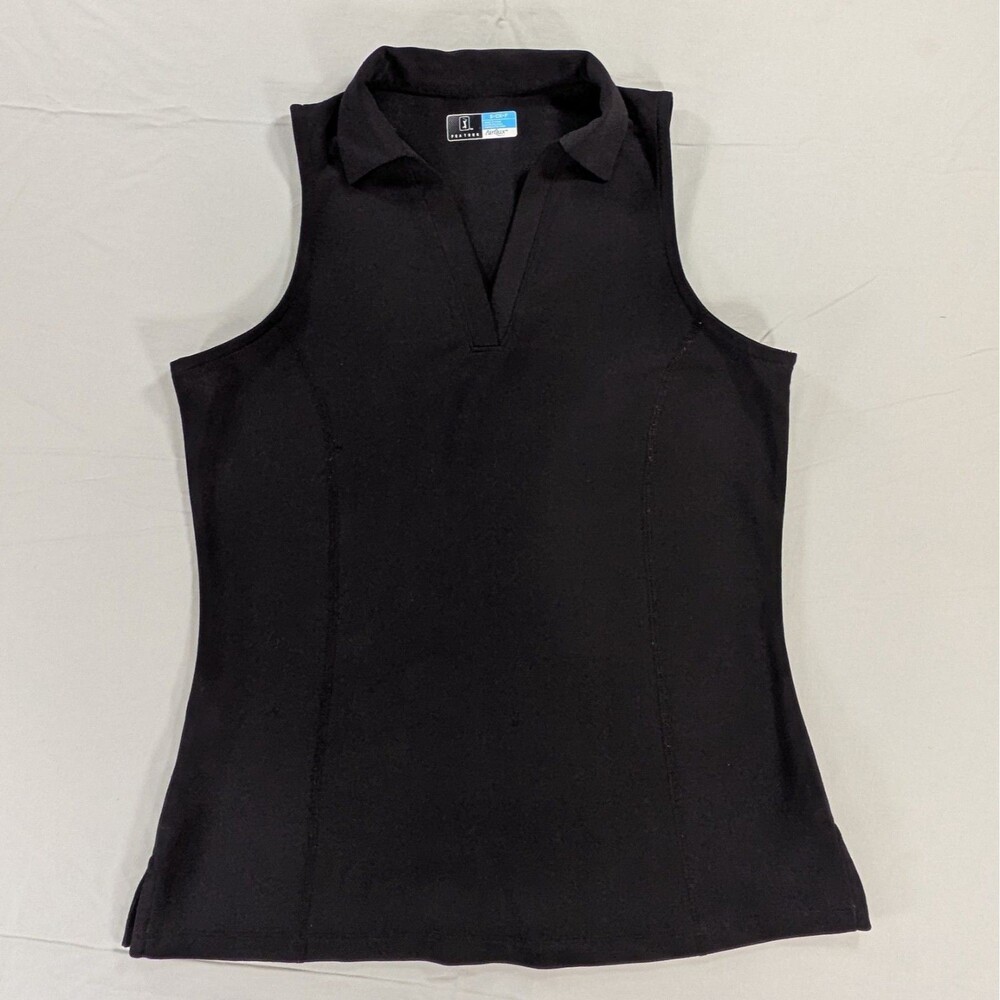 PGA TOUR Women's Airflux Size Small Black Sleeveless Golf Polo Shirt Athleisure